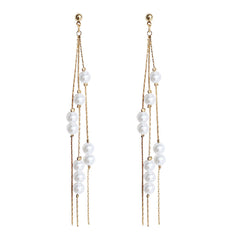 Pearl & 18K Gold-Plated Cluster Tassel Dangle Earrings