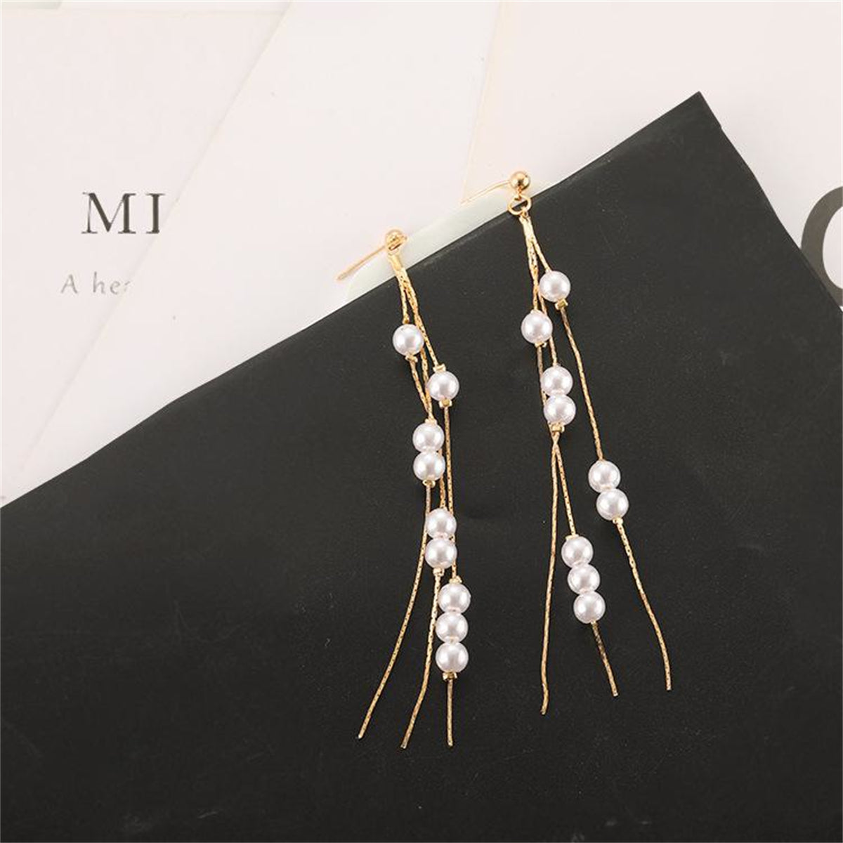 Pearl & 18K Gold-Plated Cluster Tassel Dangle Earrings