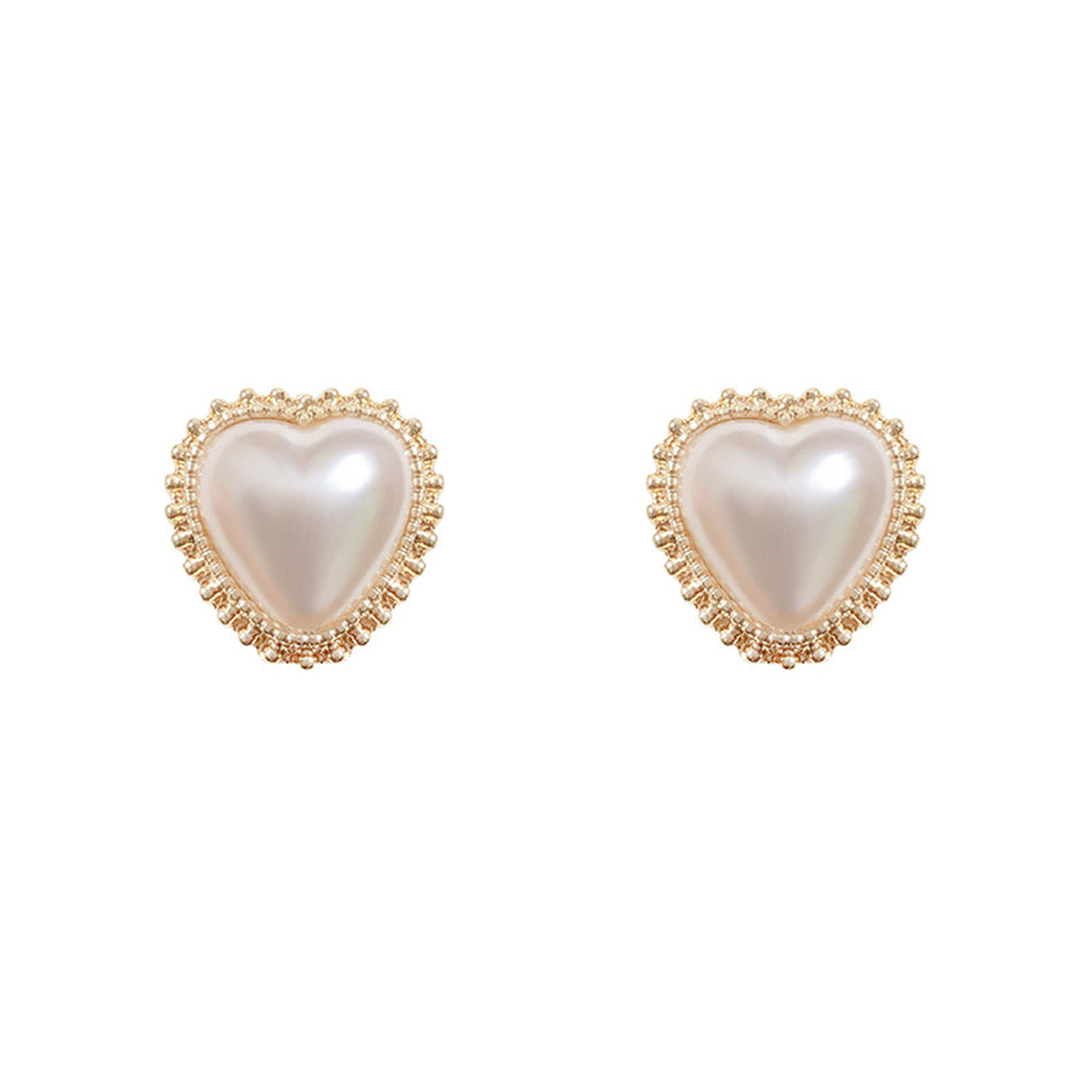 Pearl & 18K Gold-Plated Heart Stud Earrings