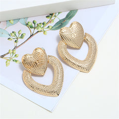 18K Gold-Plated Studded Open Heart Drop Earrings