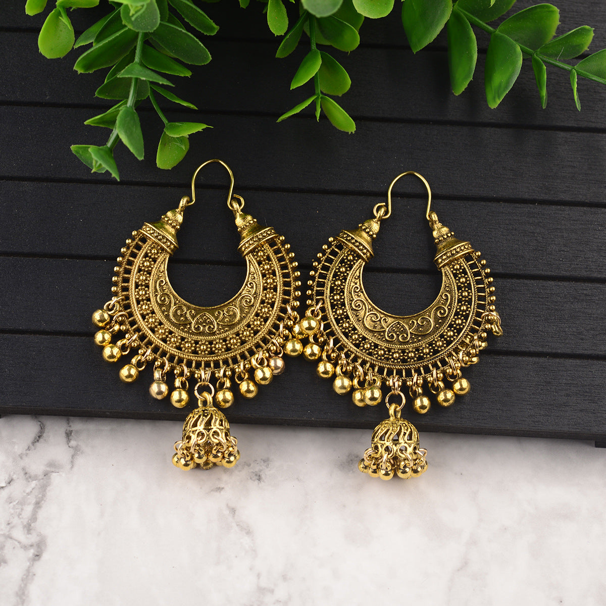 18K Gold-Plated Bell Tassel Drop Earrings