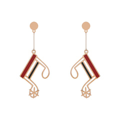 Red & Black Enamel 18K Rose Gold-Plated Musical Note Drop Earrings