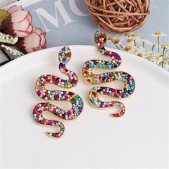 Colored Howlite & 18K Gold-Plated Snake Dangle Earrings