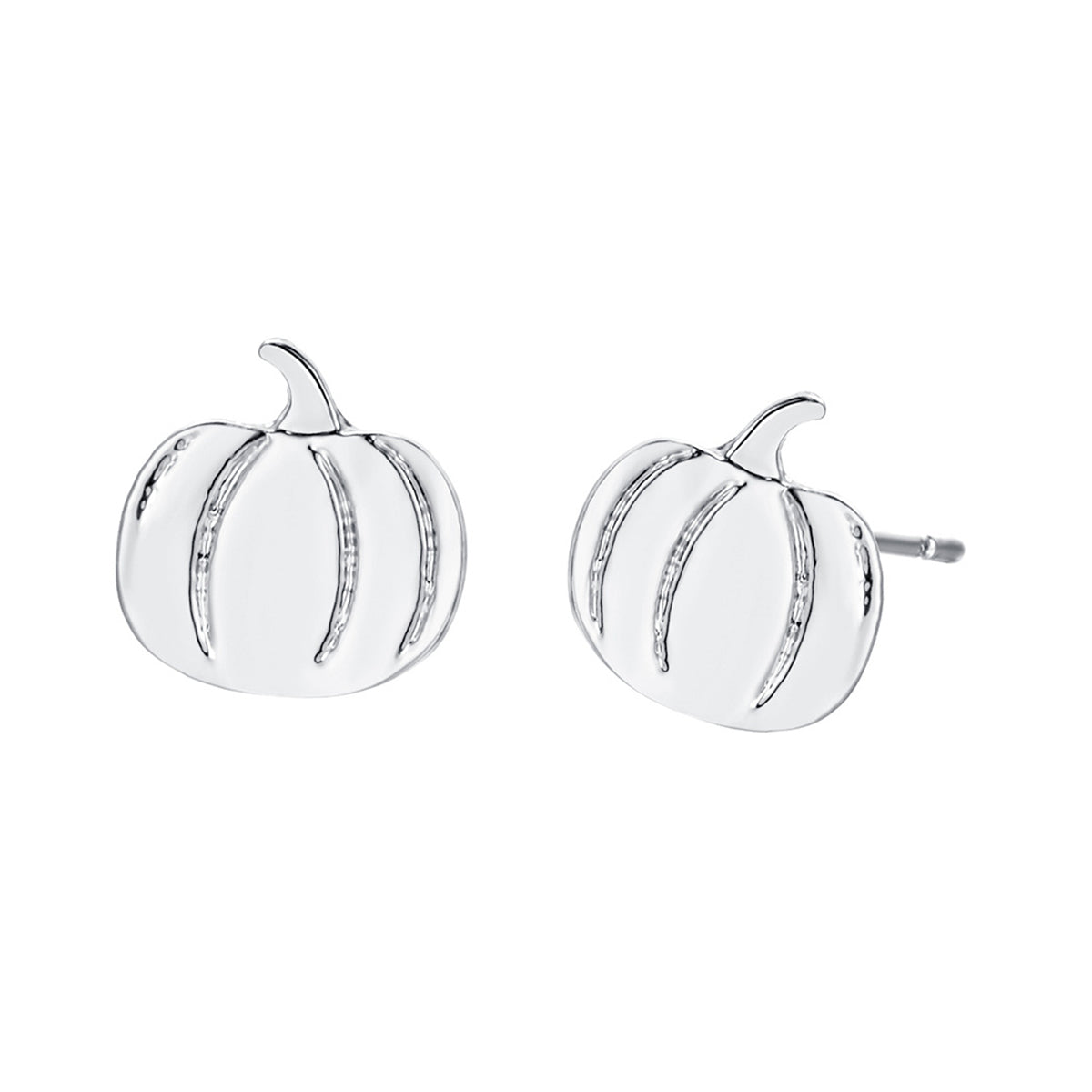 Silver-Plated Pumpkin Stud Earrings