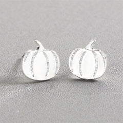 Silver-Plated Pumpkin Stud Earrings