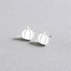 Silver-Plated Pumpkin Stud Earrings