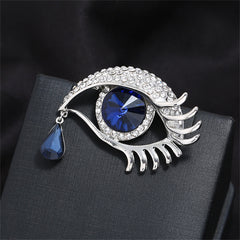 Blue Crystal & Cubic Zirconia Eye Brooch