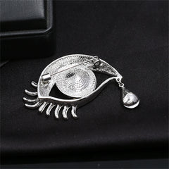 Blue Crystal & Cubic Zirconia Eye Brooch