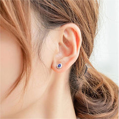 Blue Crystal & Cubic Zirconia Silver-Plated Pear Halo Stud Earrings