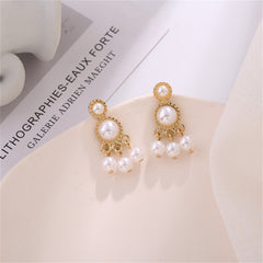 Pearl & 18K Gold-Plated Beaded Dangle Drop Earrings