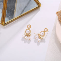 Pearl & 18K Gold-Plated Beaded Dangle Drop Earrings