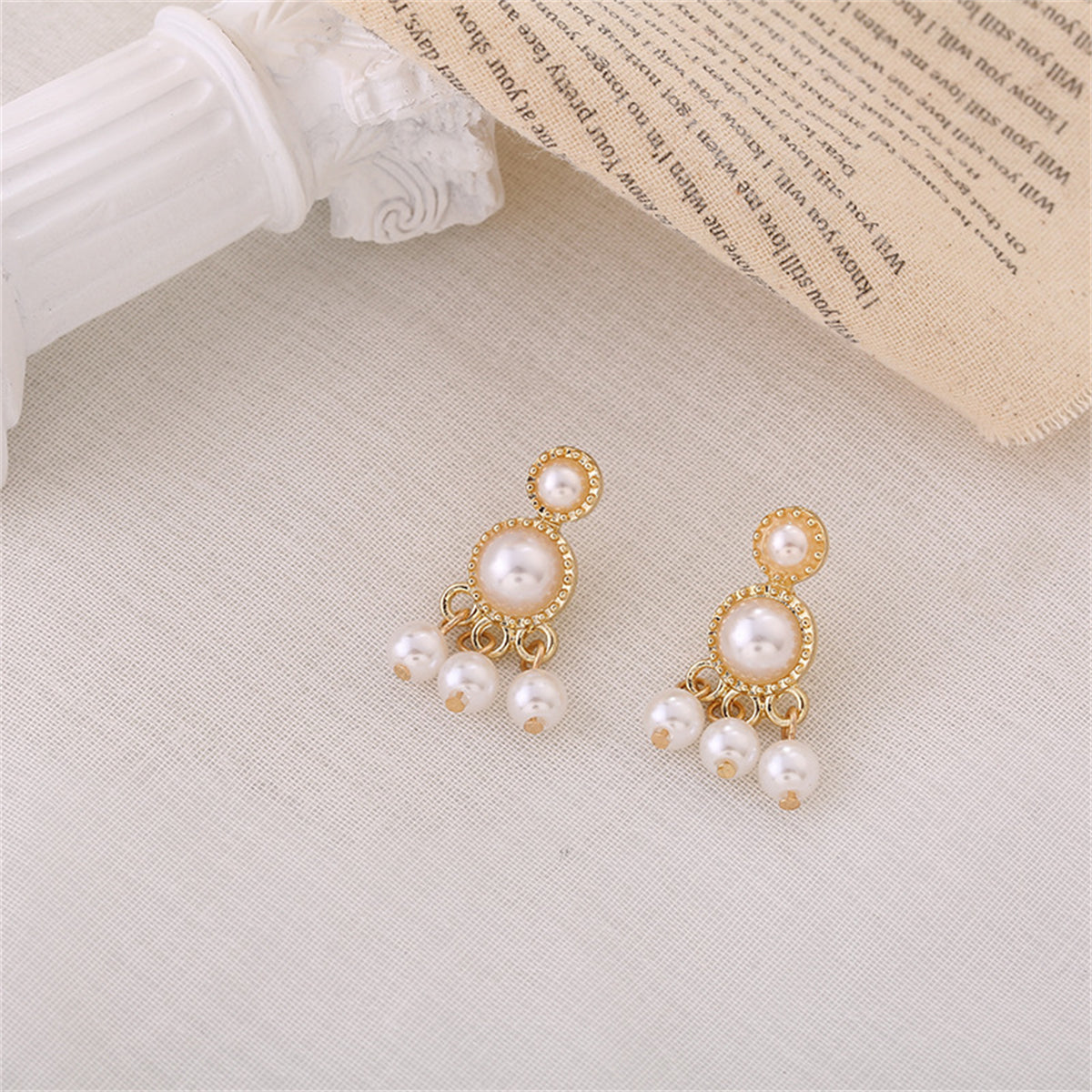 Pearl & 18K Gold-Plated Beaded Dangle Drop Earrings