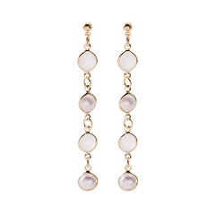 Cubic Zirconia & Pearl Linked Four-Tier Drop Earrings