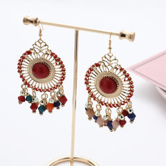 Multicolor Acrylic & Enamel 18K Gold-Plated Openwork Round Drop Earrings