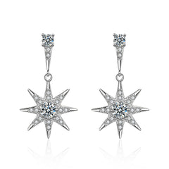 Cubic Zirconia & Silver-Plated Star Drop Earrings