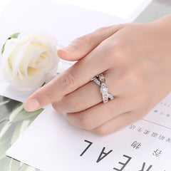 Champagne Crystal & Cubic Zirconia Crossing Line Ring