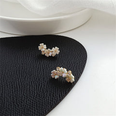 White Acrylic & Cubic Zirconia 18K Gold-Plated Floral Stud Earrings