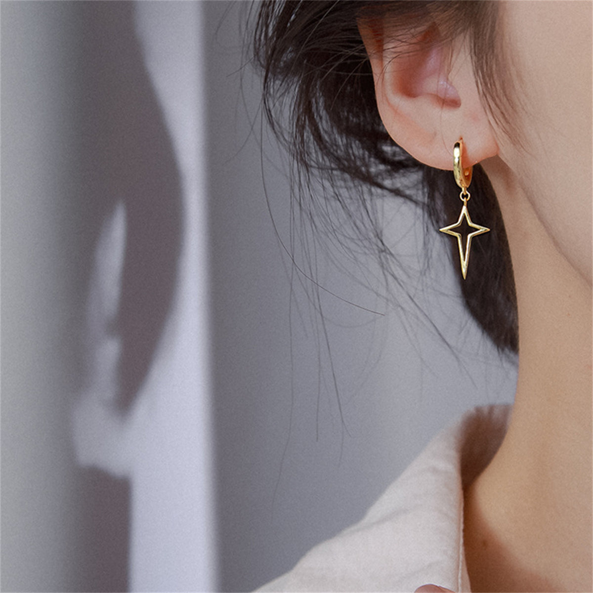 18K Gold-Plated Star Huggie Earrings