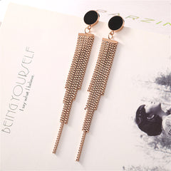 Black Acrylic & 18K Rose Gold-Plated Round Tassel Drop Earrings