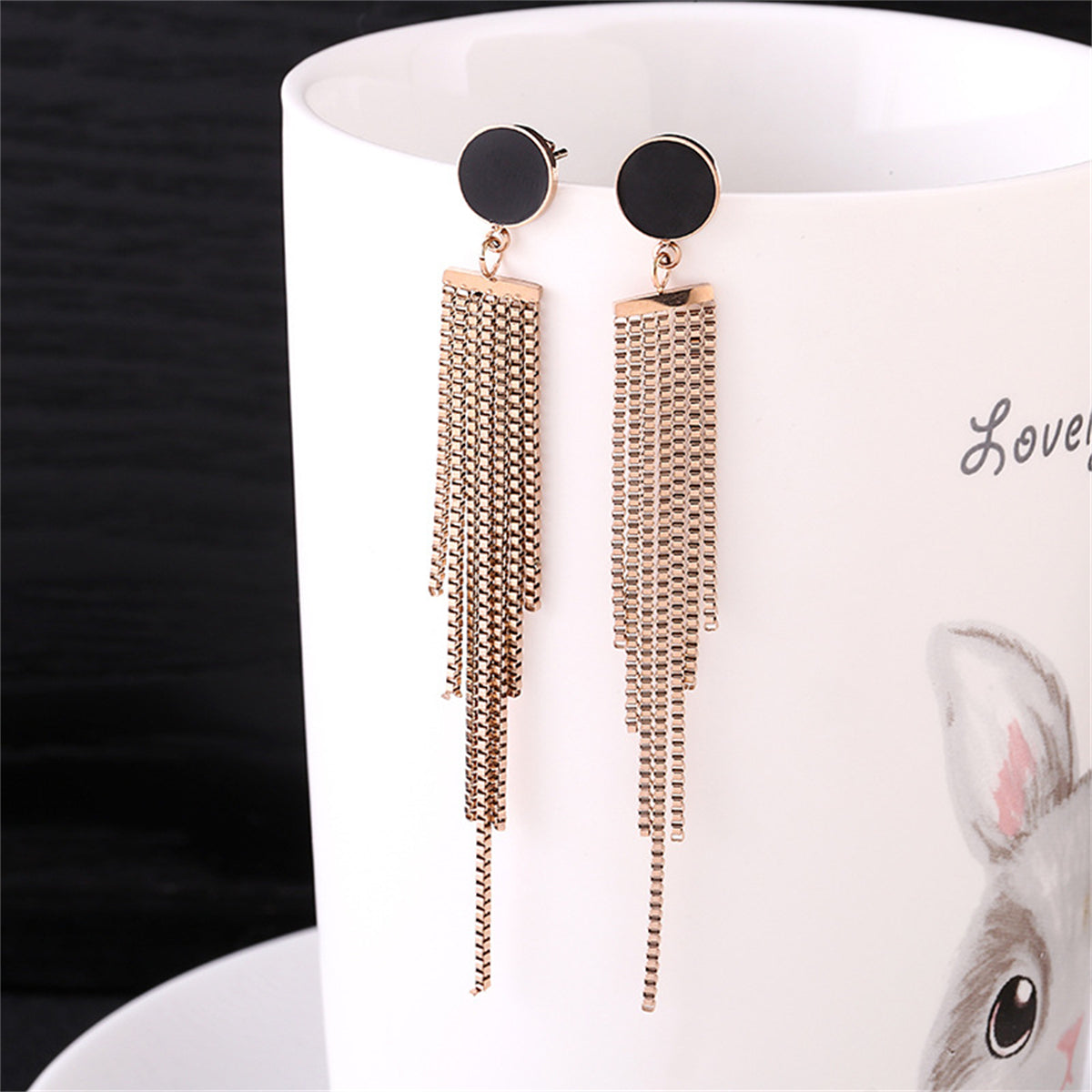 Black Acrylic & 18K Rose Gold-Plated Round Tassel Drop Earrings