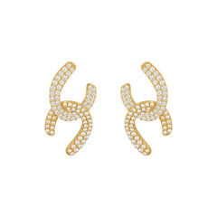 Pearl & Cubic Zirconia Interlocked Stud Earrings