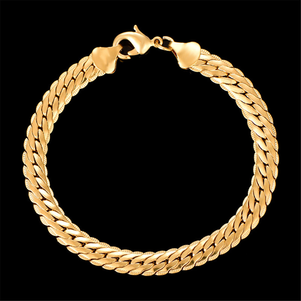 18K Gold-Plated Figaro Herringbone Bracelet