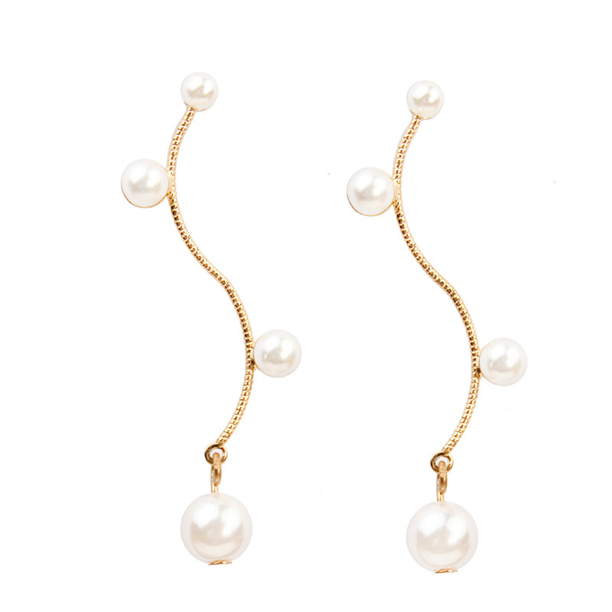 Pearl & 18K Gold-Plated Embellished Zigzag Drop Earrings