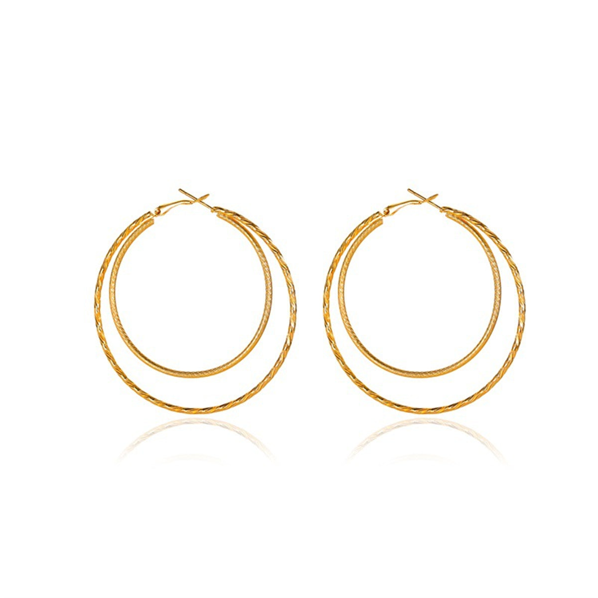 18K Gold-Plated Layered Hoop Earrings