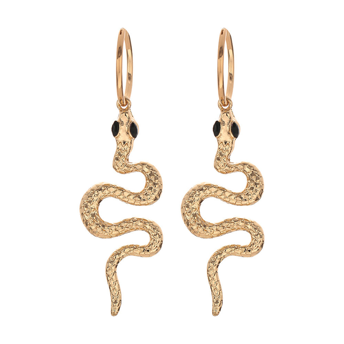 Black Enamel & 18K Gold-Plated Curvy Snake Drop Earrings