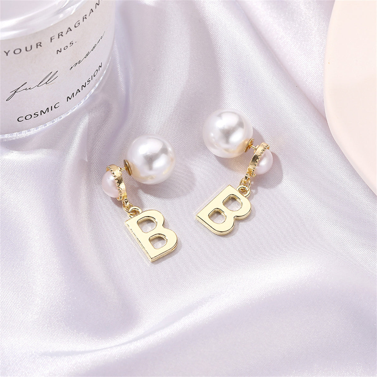 Pearl & 18K Gold-Plated 'B' Ear Jackets