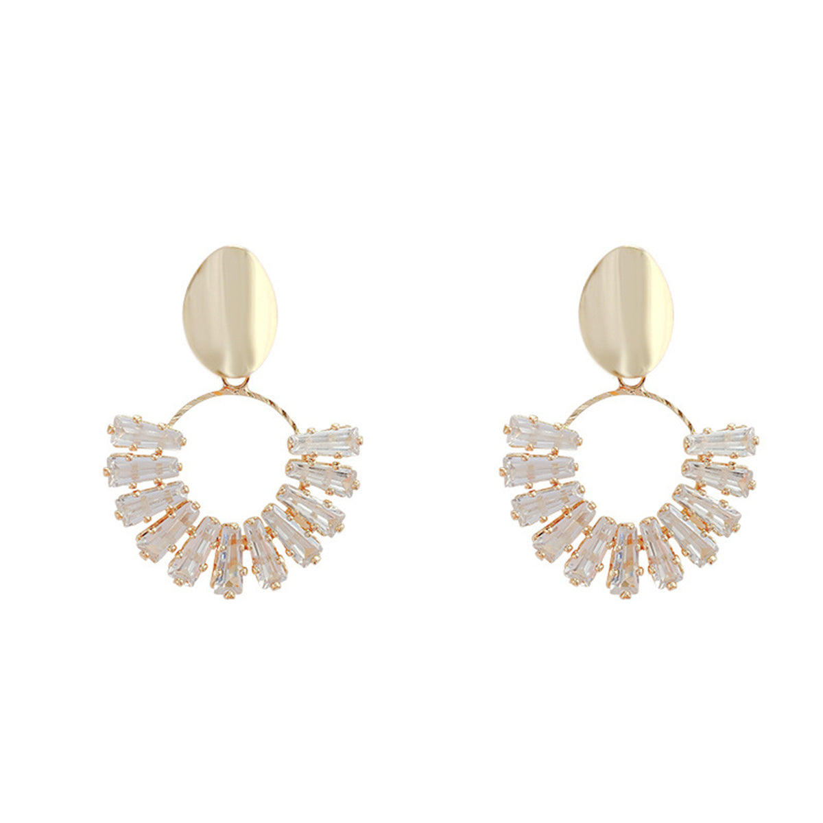 18K Gold-Plated & Crystal Circle Drop Earrings