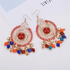 Multicolor Acrylic & Enamel 18K Gold-Plated Openwork Round Drop Earrings