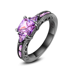 Purple Crystal & Rhodium-Plated Prong-Set Ring