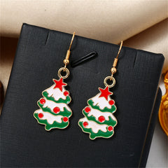 Multicolor Enamel & 18K Gold-Plated Christmas Tree Drop Earrings