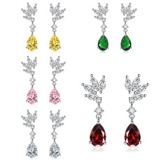 Cubic Zirconia & Colored Crystal Botanical Drop Earrings