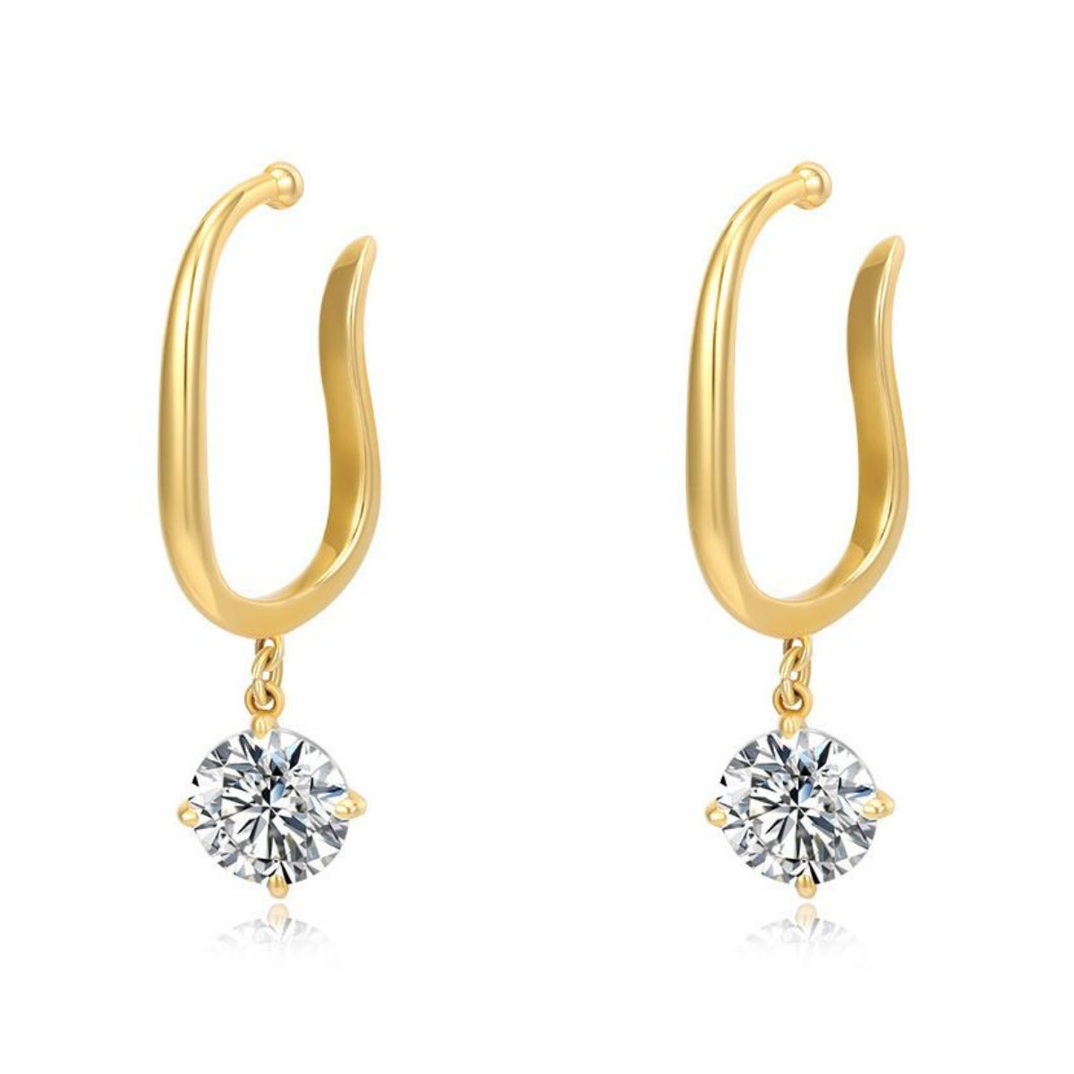 Cubic Zirconia & 18K Gold-Plated Ear Cuffs