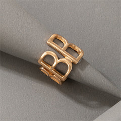 18K Gold-Plated 'B' Openwork Adjustable Ring