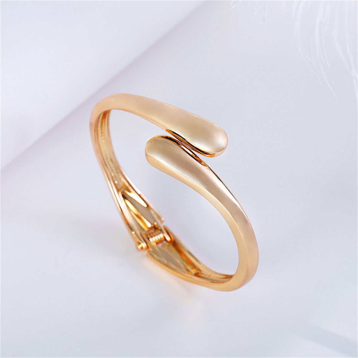 18K Gold-Plated Drop Bypass Hinge Bangle