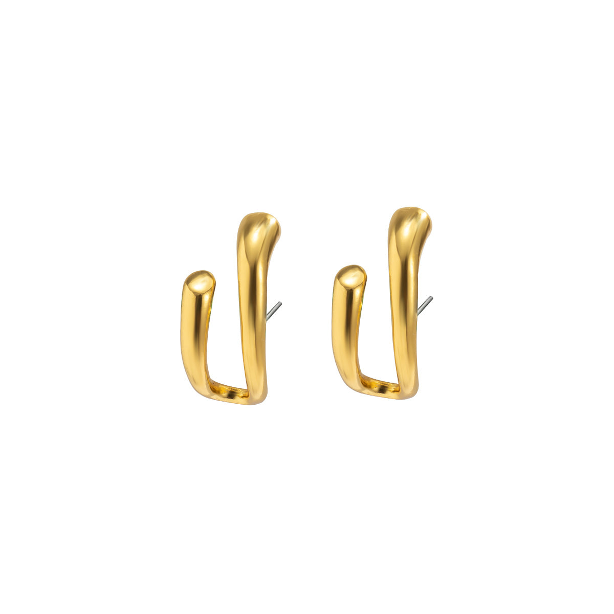 18K Gold-Plated Curved Open Stud Earring