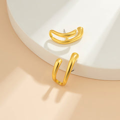 18K Gold-Plated Curved Open Stud Earring