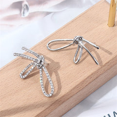 Cubic Zirconia & Silver-Plated Knot Stud Earrings