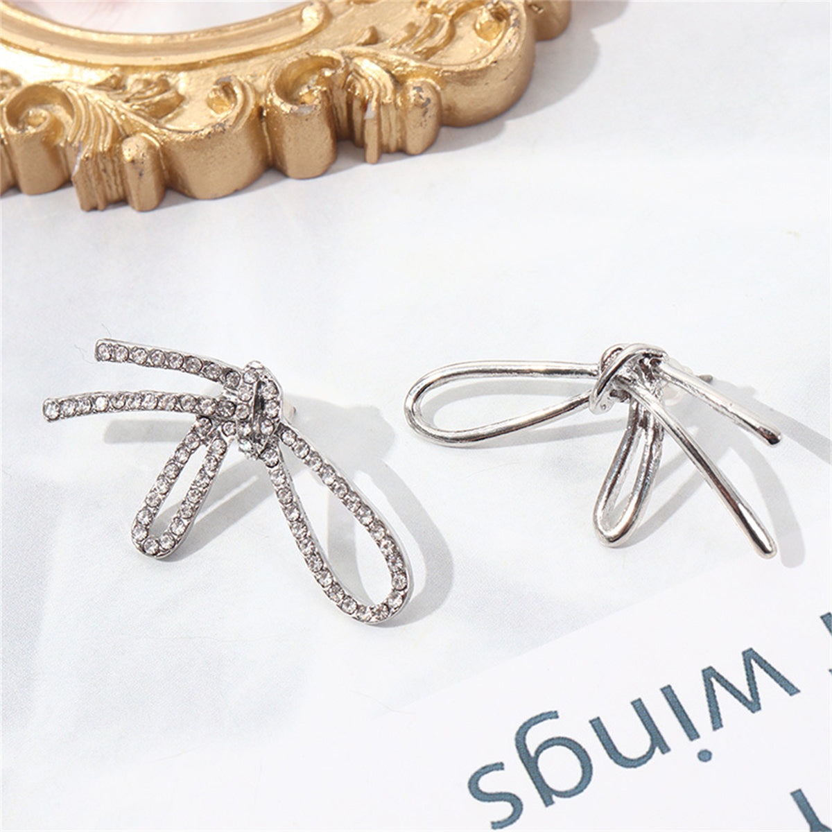 Cubic Zirconia & Silver-Plated Knot Stud Earrings