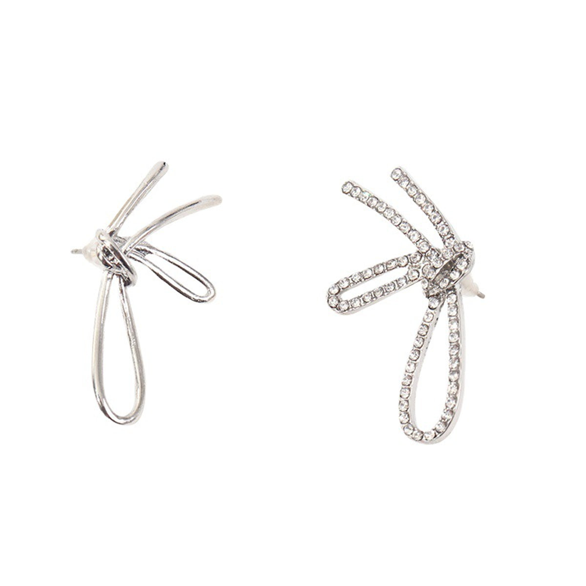 Cubic Zirconia & Silver-Plated Knot Stud Earrings