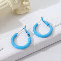 Blue Enamel & Silver-Plated Huggie Earrings