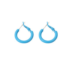 Blue Enamel & Silver-Plated Huggie Earrings