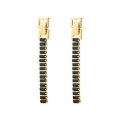 Black Crystal & 18K Gold-Plated Belt Drop Earrings