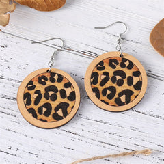 Beige & Silver-Plated Leopard Round Drop Earrings