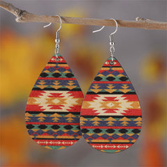 Orange & Teal Geometric Drop Earrings