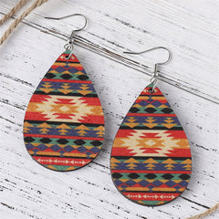 Orange & Teal Geometric Drop Earrings