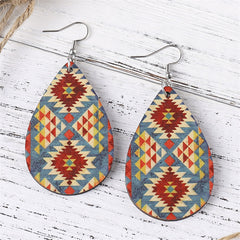 Blue & Orange Geometric Drop Earrings